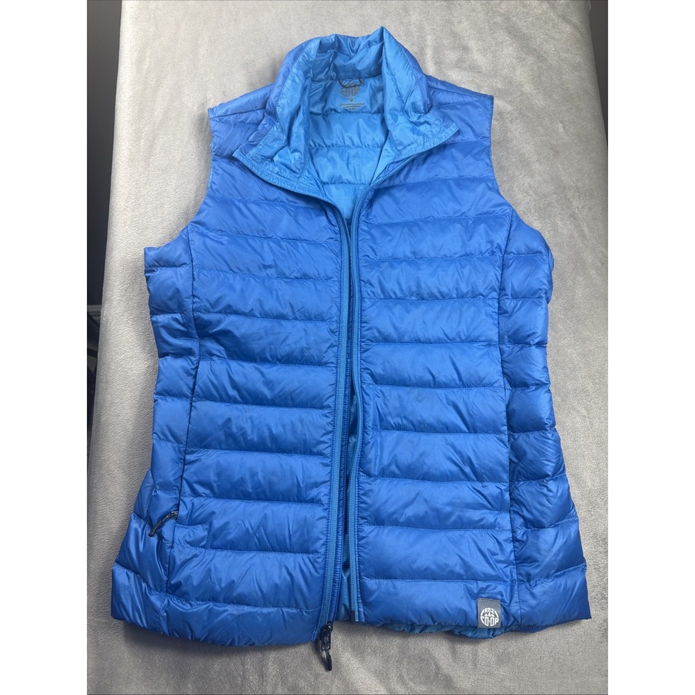 REI Co-op Down Vest‎ Men S Blue 80% Down Fill Zip Puffer Hiking Outdoor Quilted